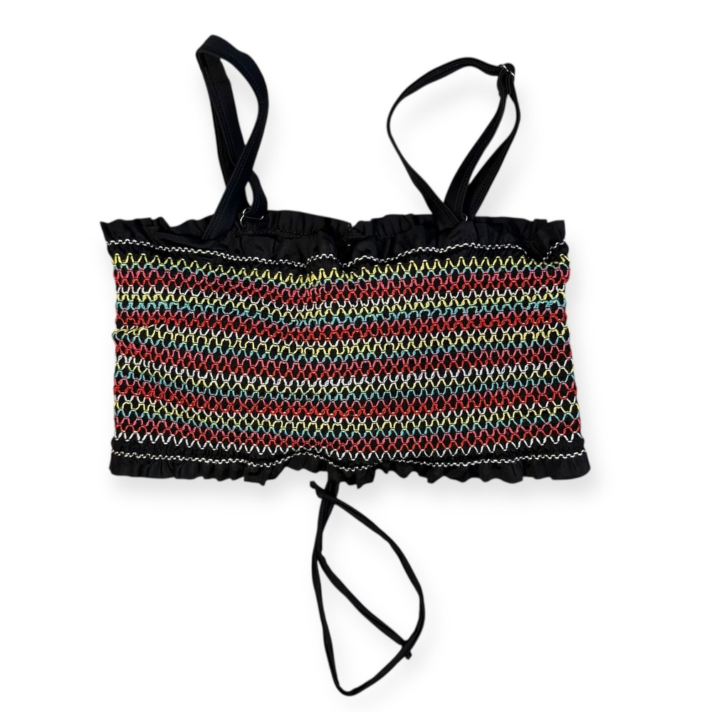 Medium Multicolor Stripe Smocked Swim Top